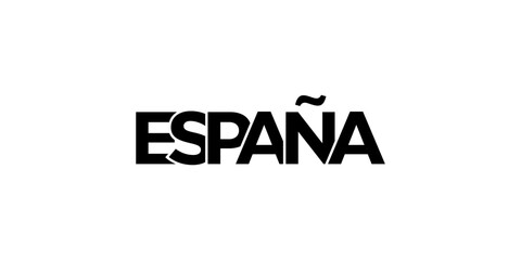 Spain emblem. The design features a geometric style, vector illustration with bold typography in a modern font. The graphic slogan lettering. © SolaruS