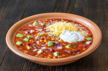 Bowl of taco soup