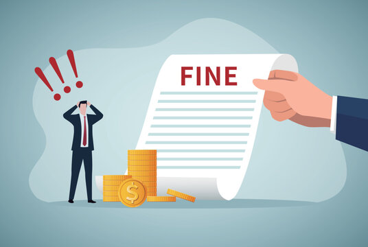 Penalty fine to pay for prohibited legal, charge and expense punishment notice, traffic charge bill concept