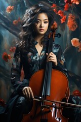 Fototapeta na wymiar girl plays the viola