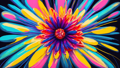 Fototapeta premium acrylic colorful flowers and artwork