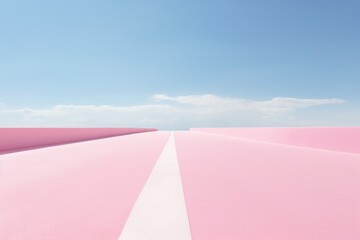 White and Pink Road Minimalism in a negative artistic space. Visual abstract metaphor. Geometric shapes with gradients.