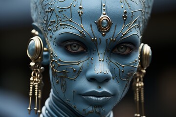 Character from a science fiction series with alien inspired makeup, Generative AI