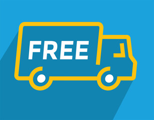 free delivery or shipping, simple linear truck logo or icon, vector illustration