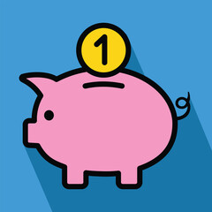 piggy bank simple icon, vector illustration 