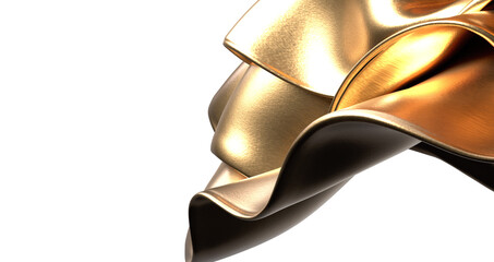 Elegant Reflections: Abstract 3D Gold Cloth Illustration for Reflective Designs