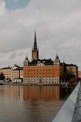 Fototapeta na wymiar Vertical shot of Riddarholmen. Stockholm, Sweden