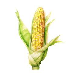 Watercolor illustration, head of corn. Generative AI, png