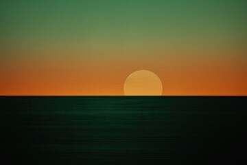Brown and Green Sunset Minimalism in a negative artistic space. Visual abstract metaphor. Geometric shapes with gradients.