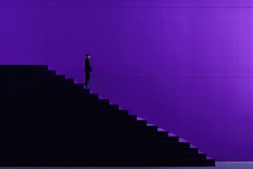 Purple and Black Person Minimalism in a negative artistic space. Visual abstract metaphor. Geometric shapes with gradients.