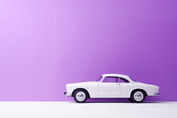 White and Purple Car Minimalism in a negative artistic space. Visual abstract metaphor. Geometric shapes with gradients.