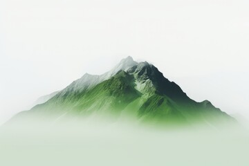 White and Green Mountain Minimalism in a negative artistic space. Visual abstract metaphor. Geometric shapes with gradients.