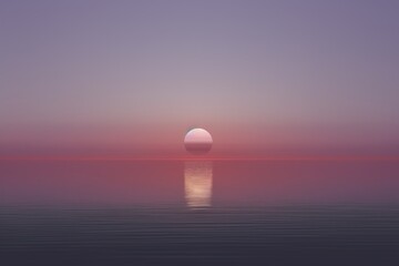Gray and Purple Sunset Minimalism in a negative artistic space. Visual abstract metaphor. Geometric shapes with gradients.