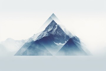 Blue and Gray Mountain Minimalism in a negative artistic space. Visual abstract metaphor. Geometric shapes with gradients.