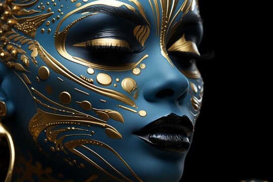 Futuristic and metallic makeup design, Generative AI