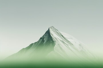 White and Green Mountain Minimalism in a negative artistic space. Visual abstract metaphor. Geometric shapes with gradients.