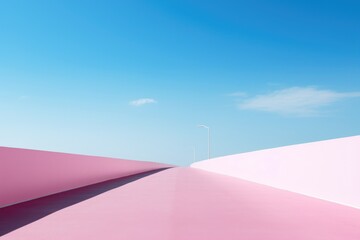 Blue and Pink Road Minimalism in a negative artistic space. Visual abstract metaphor. Geometric shapes with gradients.