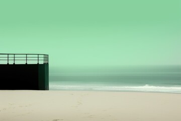 Green and Black Beach Minimalism in a negative artistic space. Visual abstract metaphor. Geometric shapes with gradients.