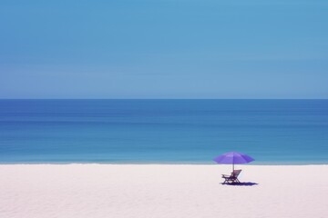 Blue and Purple Beach Minimalism in a negative artistic space. Visual abstract metaphor. Geometric shapes with gradients.