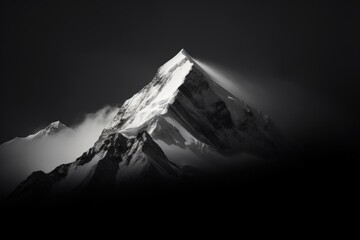 White and Black Mountain Minimalism in a negative artistic space. Visual abstract metaphor. Geometric shapes with gradients.