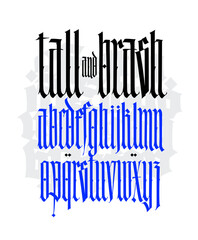 Gothic font from Latin letters. Vector. English alphabet. Medieval European style. English alphabet 9th-19th century. Symbols and signs for monogram and design. Modern calligraphy.