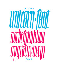 Gothic font from Latin letters. Vector. English alphabet. Medieval European style. English alphabet 9th-19th century. Symbols and signs for monogram and design. Modern calligraphy.