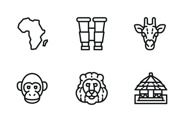 Set of Africa Line Icons.
