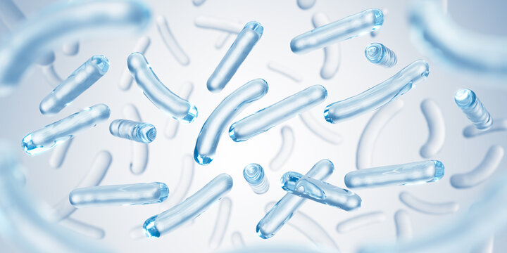 Probiotic bacteria, Lactobacillus , 3d illustration.