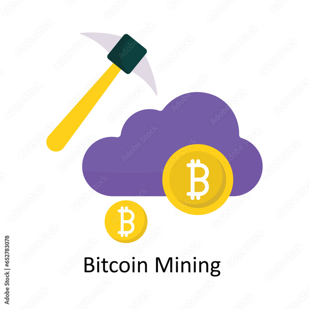 Poster bitcoin mining vector flat icon design illustration. symbol on white background eps 10 file