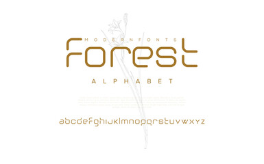 Forest Minimal font creative modern alphabet. Typography with dot regular and number. minimalist style fonts set. vector illustration