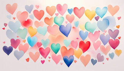 Colorful pastel hearts love card - obrazy, fototapety, plakaty