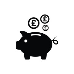 Piggy bank icon. Earnings Icon. Piggy Bank Flat with Pounds Currency Vector Artwork