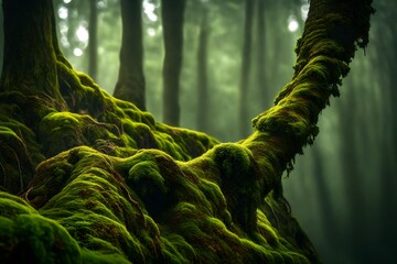 green fern in the forest - obrazy, fototapety, plakaty