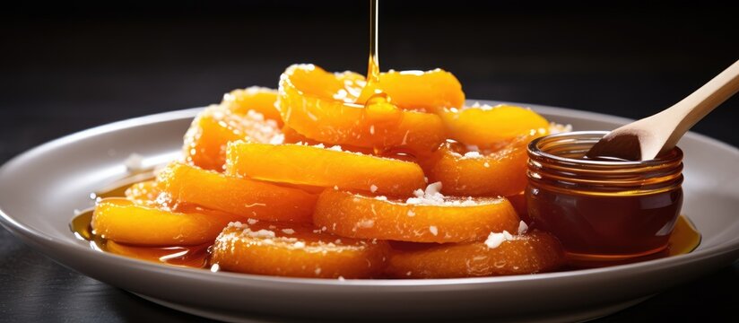 Greek syrup dessert with orange peel and komboloi