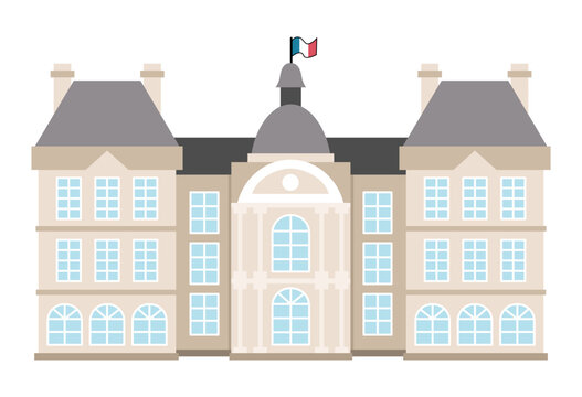 Vector Luxembourg palace icon. Paris sight illustration. Traditional France landmark. Historical French flat style place of interest isolated on white background.