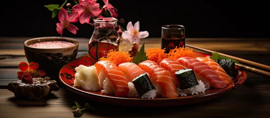 Poster Japanese sushi dinner for Valentine s Day © AkuAku