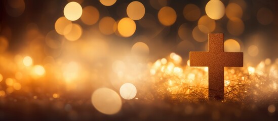 Christian symbols against a bokeh background with religious theme