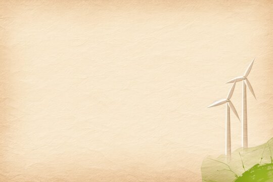 Illustration of wind turbines in a light brown background. Ecology nature and renewable energy concept