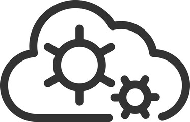 Technology icon vector cloud computing connection. Big data global server. Line design symbol.