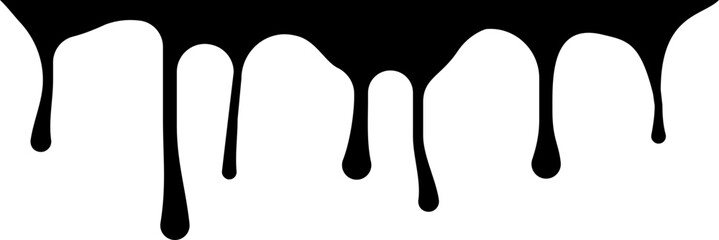 Paint drop vector. Dripping liquid. Stream of paint silhouette isolated on white.
