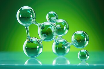 Green Hydrogen H2 molecules in a green background