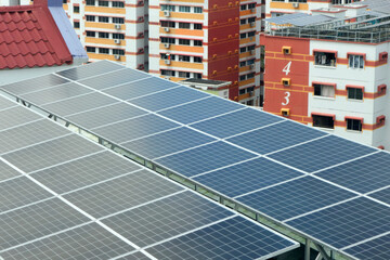 Solar panel installed on top of HDB block in Singapore