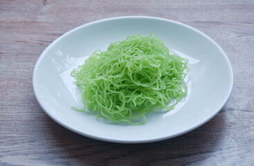 boiled dry jade noodle with oil Chinese food on plate