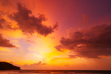 Landscape nature view Beautiful Light Sunset or sunrise colorful sky,Dramatic majestic scenery Sky with Amazing clouds in sunset sky wonderful light clouds background