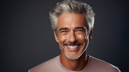 Elderly, older man with gray hair is laughing and smiling, mature old lady with healthy face ans skin and white teeth | Generative AI