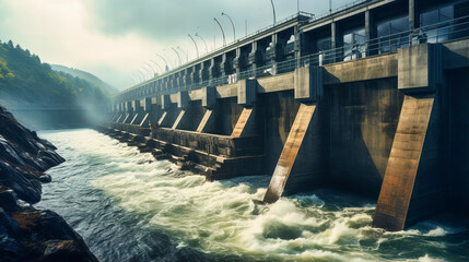 Hydroelectric dam generating power,