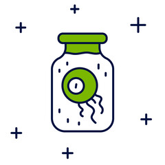 Filled outline Eye in a jar icon isolated on white background. Happy Halloween party. Vector