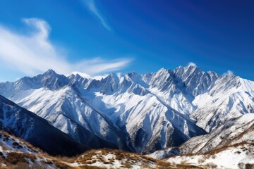 A breathtaking view of a snow-capped mountain range