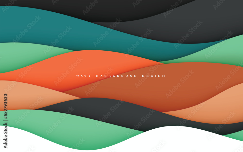 Poster abstract wavy papercut background with colorful element
