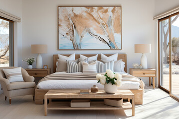 Interior of a modern bedroom in light colors